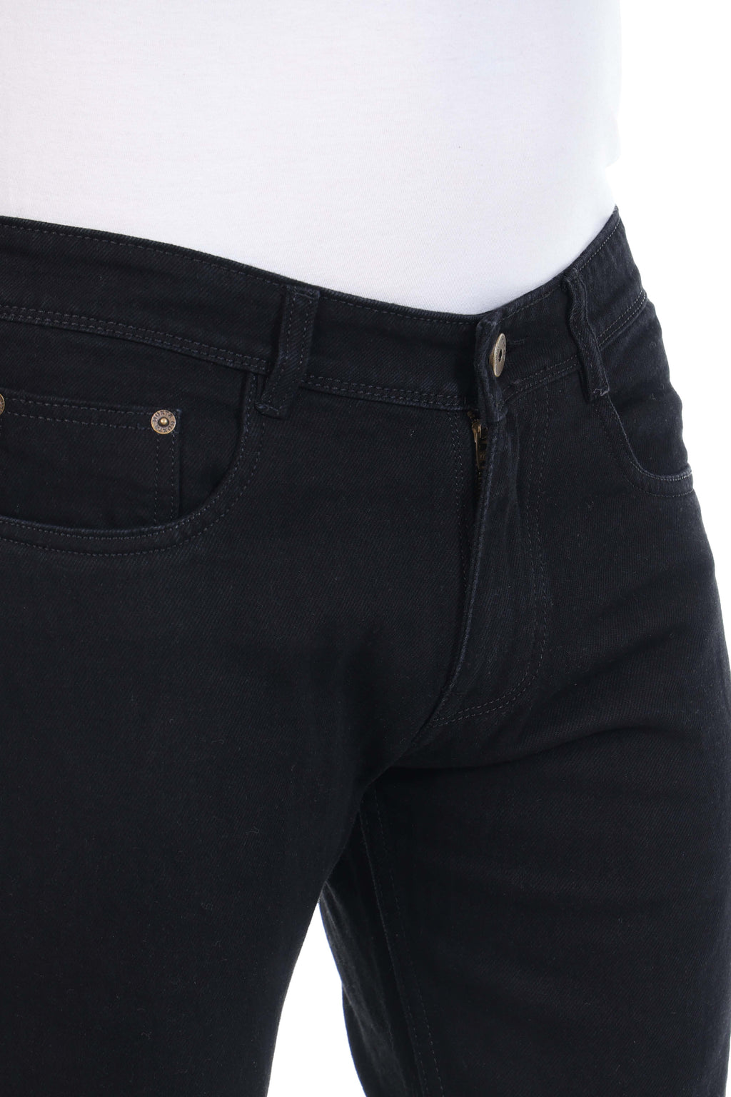 Mens Black Straight Fit Non-Stretch Cotton Jeans