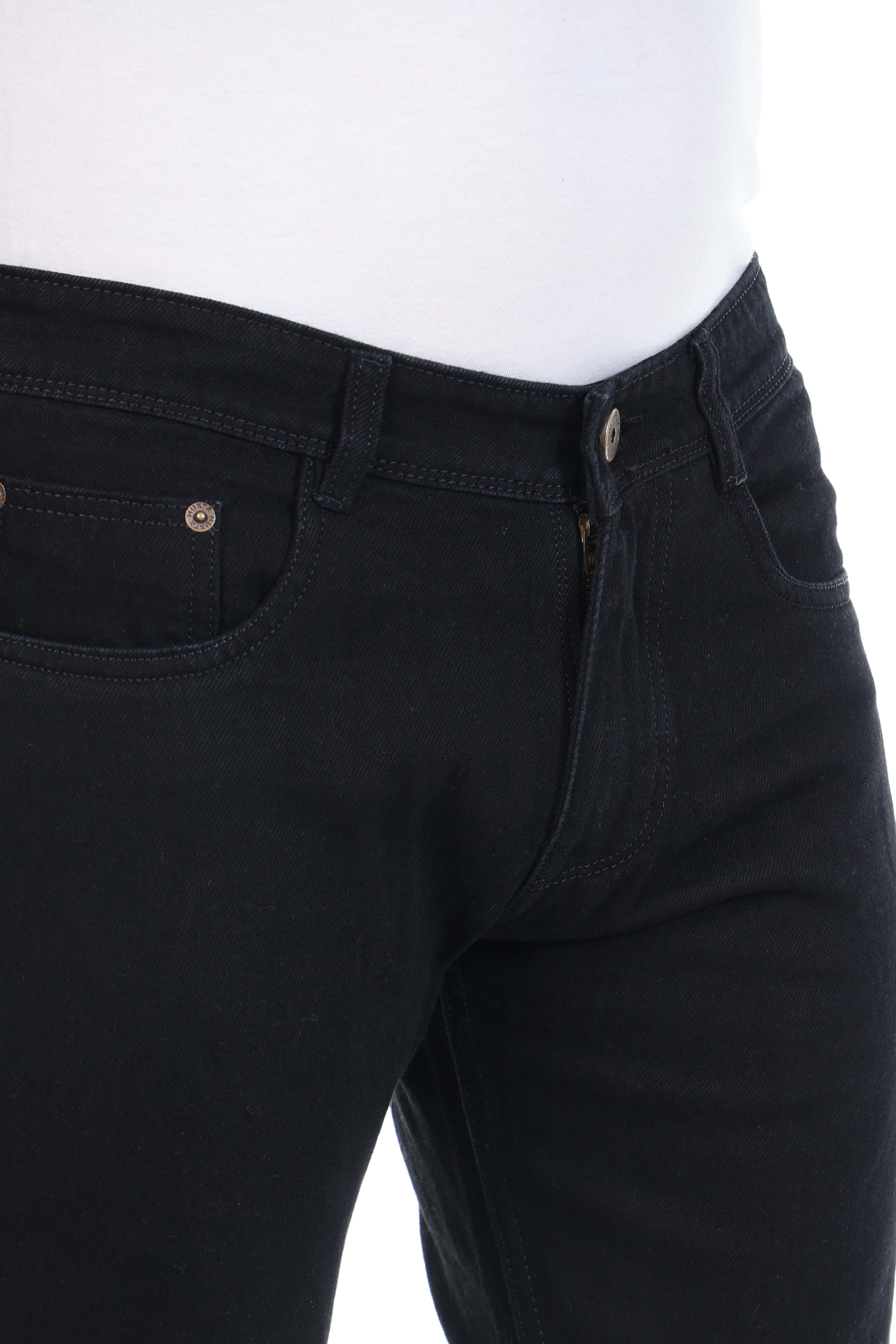 Mens Black Straight Fit Non-Stretch Cotton Jeans